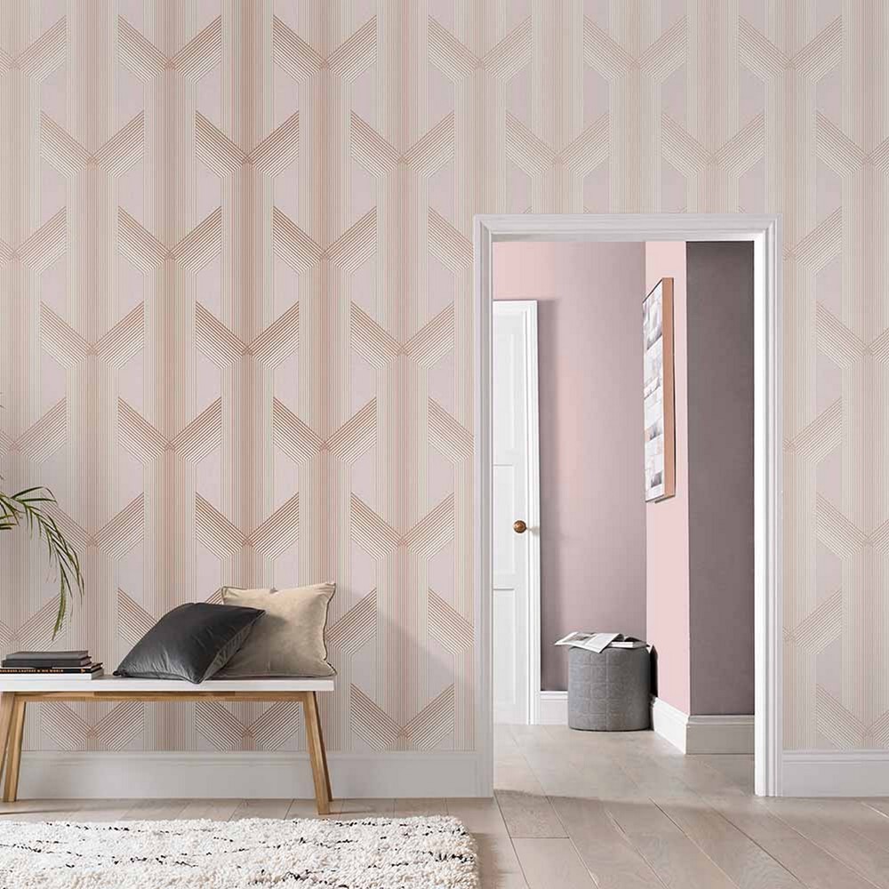 Lagom Geo Wallpaper 106760 by Graham & Brown in Blush Pink